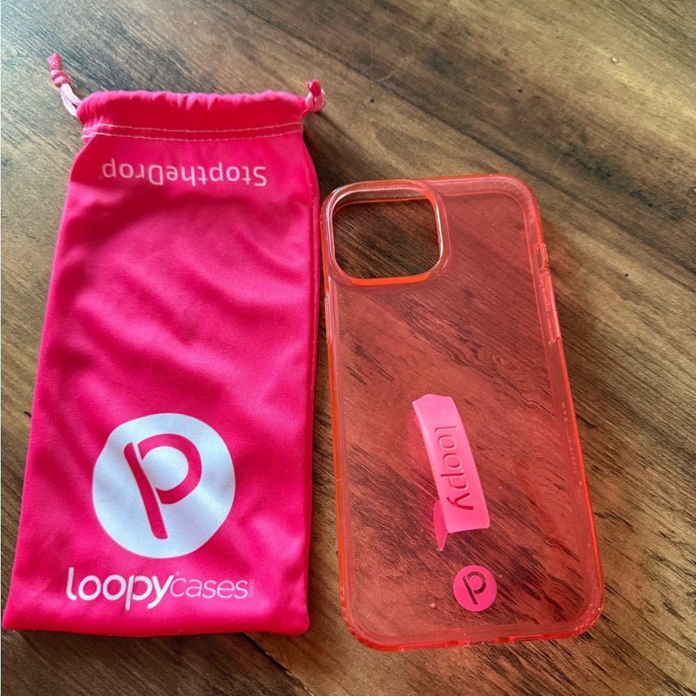 iPhone 14 Pro Max Clear Neon Pink Loopy Case